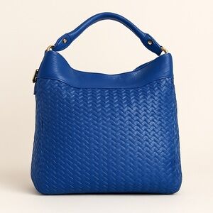 Johnston & Murphy Blue Woven Leather Hobo Shoulder Bag Boho